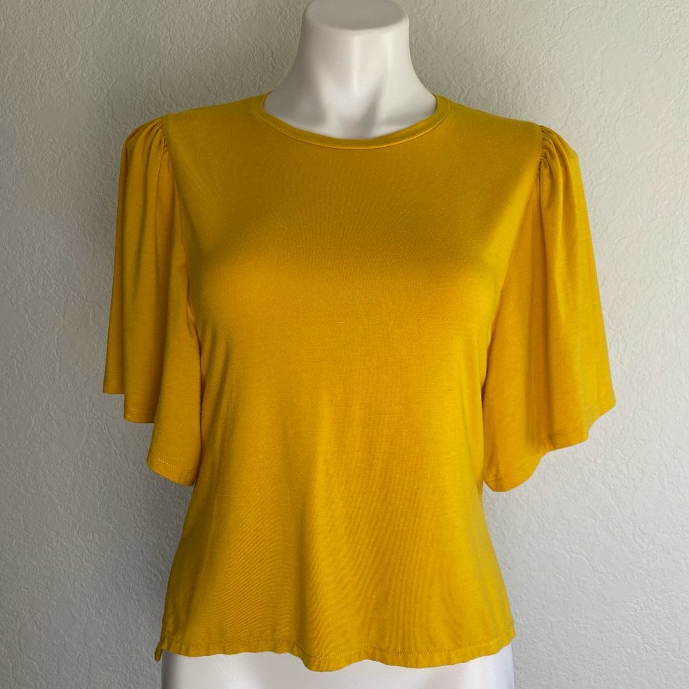 J.Crew Point Sur Yellow Flutter Sleeve T-Shirt